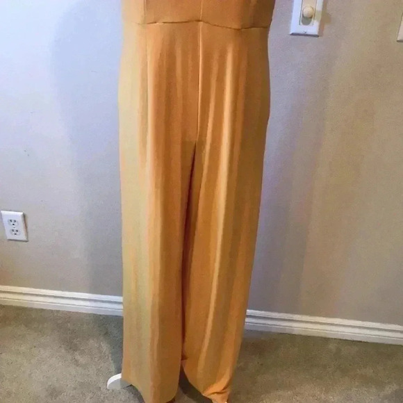 NWT Nina Leonard Mustard Twist Halter Knit Wide Leg Jumpsuit | Size M - Picture 8 of 12